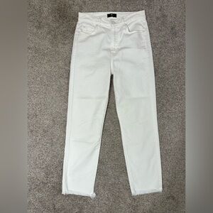 7 For All Mankind Womens Straight Jeans Size 27 Raw Hems White Preppy Minimalist